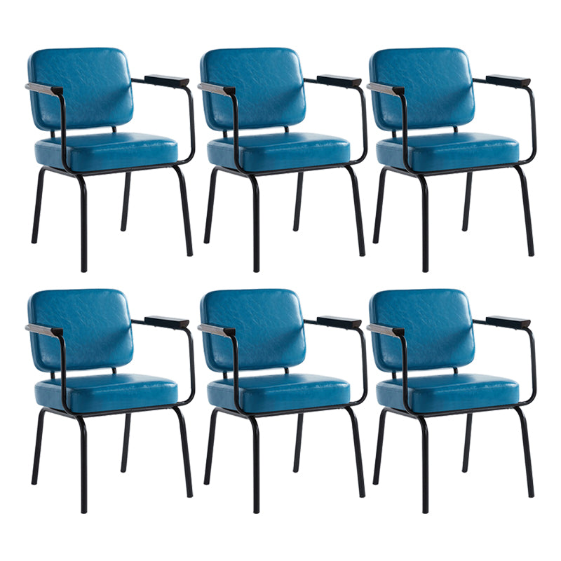 Industrial Style Metal Matte Finish Dinning Arm Chair Open Back Dining Chair Blue 6 Piece Set Clearhalo ' kitchen&dining_furn' 'Dining Chairs' 'Dining Tables & Seating' 'dining_chair' 'furn' 'furn_dining_chair' 'Furniture' 'furniture_dining_chair' 'Kitchen & Dining Furniture' 'kitchen' 3493923