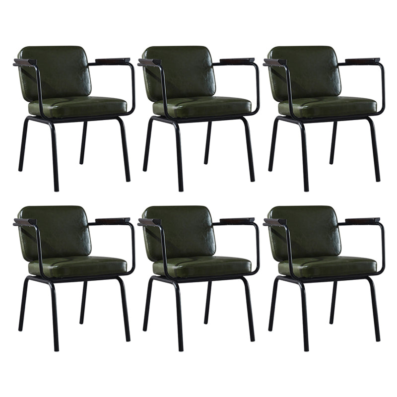 Industrial Style Metal Matte Finish Dinning Arm Chair Open Back Dining Chair Army Green 6 Piece Set Clearhalo ' kitchen&dining_furn' 'Dining Chairs' 'Dining Tables & Seating' 'dining_chair' 'furn' 'furn_dining_chair' 'Furniture' 'furniture_dining_chair' 'Kitchen & Dining Furniture' 'kitchen' 3493926