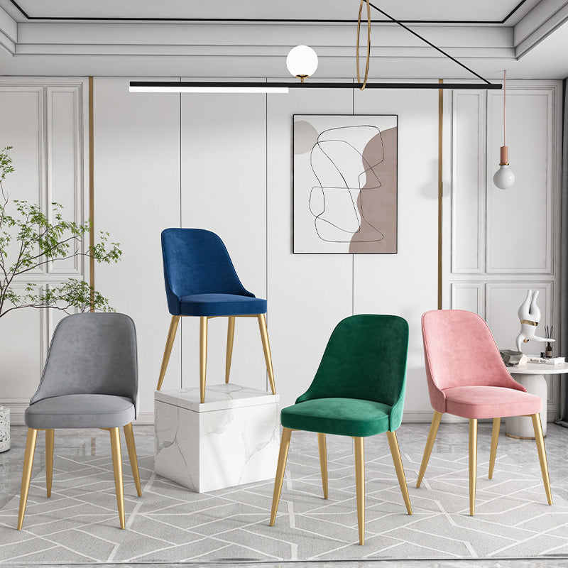 Modern Mental Solid Back Dining Side Chair Gold Kitchen Dining Side Chair Clearhalo ' kitchen&dining_furn' 'Dining Chairs' 'Dining Tables & Seating' 'dining_chair' 'furn' 'furn_dining_chair' 'Furniture' 'furniture_dining_chair' 'Kitchen & Dining Furniture' 'kitchen' 3493927