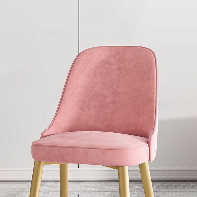 Modern Mental Solid Back Dining Side Chair Gold Kitchen Dining Side Chair Clearhalo ' kitchen&dining_furn' 'Dining Chairs' 'Dining Tables & Seating' 'dining_chair' 'furn' 'furn_dining_chair' 'Furniture' 'furniture_dining_chair' 'Kitchen & Dining Furniture' 'kitchen' 3493938