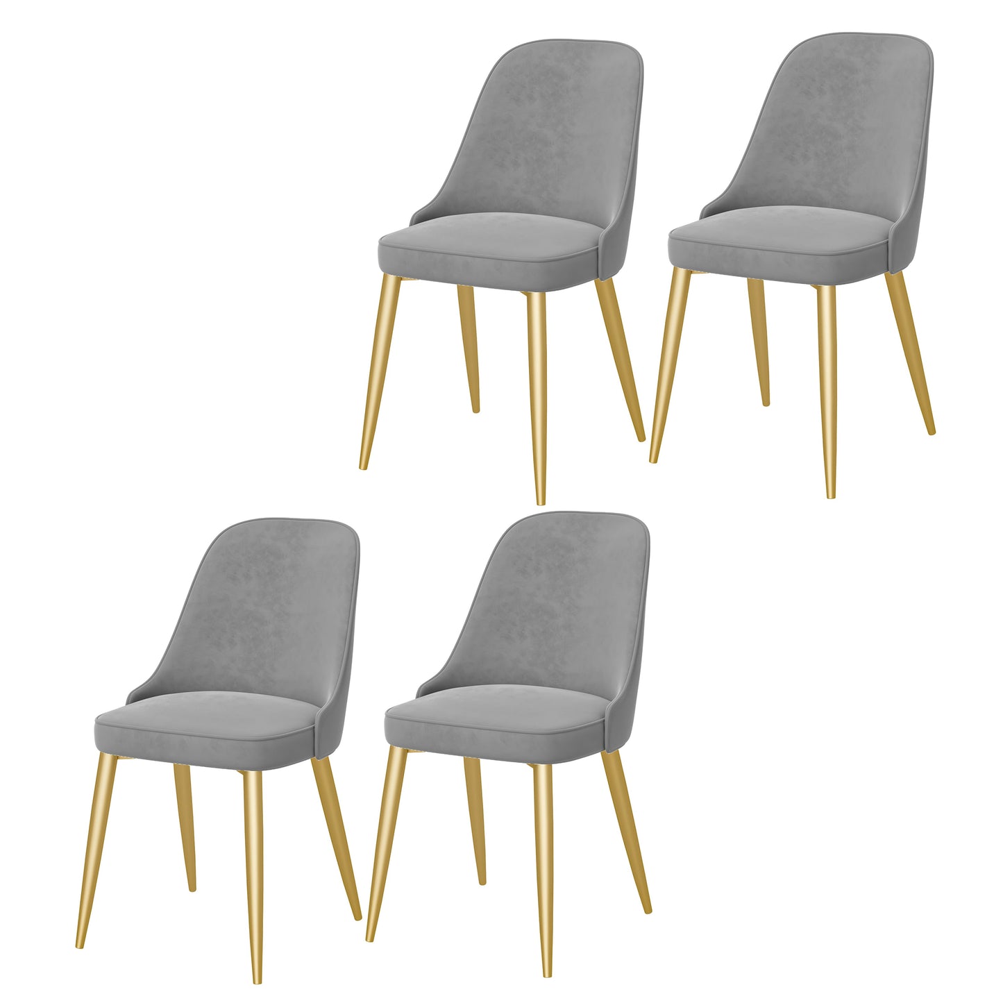 Modern Mental Solid Back Dining Side Chair Gold Kitchen Dining Side Chair Light Gray 4 Piece Set Clearhalo ' kitchen&dining_furn' 'Dining Chairs' 'Dining Tables & Seating' 'dining_chair' 'furn' 'furn_dining_chair' 'Furniture' 'furniture_dining_chair' 'Kitchen & Dining Furniture' 'kitchen' 3493948