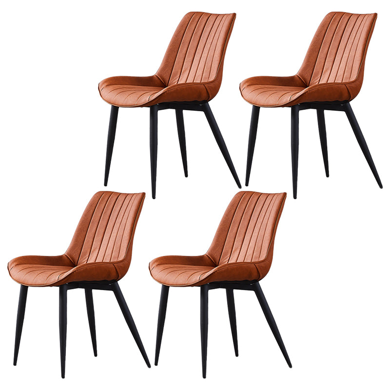 Contemporary Kitchen Dining Side Chair Leather Solid Back Chairs with Metal Legs Orange 4 Piece Set Black Clearhalo ' kitchen&dining_furn' 'Dining Chairs' 'Dining Tables & Seating' 'dining_chair' 'furn' 'furn_dining_chair' 'Furniture' 'furniture_dining_chair' 'Kitchen & Dining Furniture' 'kitchen' 3493961