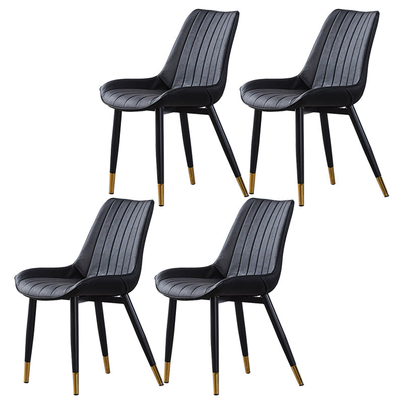 Contemporary Kitchen Dining Side Chair Leather Solid Back Chairs with Metal Legs Black 4 Piece Set Brass Gold Clearhalo ' kitchen&dining_furn' 'Dining Chairs' 'Dining Tables & Seating' 'dining_chair' 'furn' 'furn_dining_chair' 'Furniture' 'furniture_dining_chair' 'Kitchen & Dining Furniture' 'kitchen' 3493968