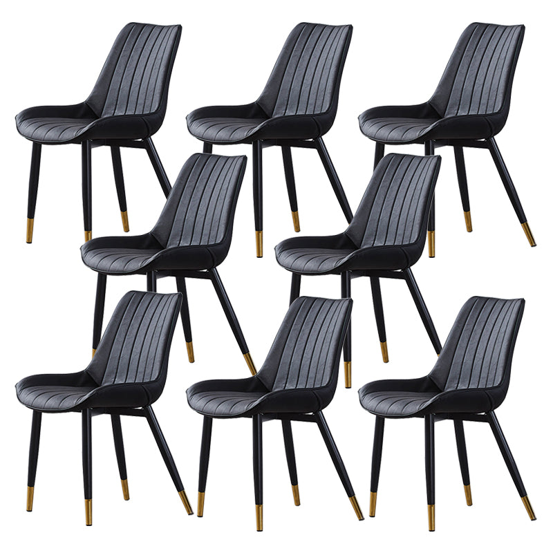 Contemporary Kitchen Dining Side Chair Leather Solid Back Chairs with Metal Legs Black 8 Piece Set Brass Gold Clearhalo ' kitchen&dining_furn' 'Dining Chairs' 'Dining Tables & Seating' 'dining_chair' 'furn' 'furn_dining_chair' 'Furniture' 'furniture_dining_chair' 'Kitchen & Dining Furniture' 'kitchen' 3493971