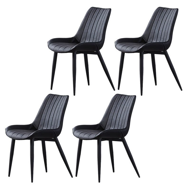 Contemporary Kitchen Dining Side Chair Leather Solid Back Chairs with Metal Legs Black 4 Piece Set Black Clearhalo ' kitchen&dining_furn' 'Dining Chairs' 'Dining Tables & Seating' 'dining_chair' 'furn' 'furn_dining_chair' 'Furniture' 'furniture_dining_chair' 'Kitchen & Dining Furniture' 'kitchen' 3493973