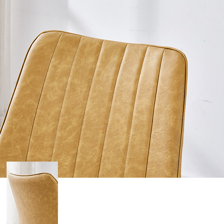 Contemporary Kitchen Dining Side Chair Leather Solid Back Chairs with Metal Legs Clearhalo ' kitchen&dining_furn' 'Dining Chairs' 'Dining Tables & Seating' 'dining_chair' 'furn' 'furn_dining_chair' 'Furniture' 'furniture_dining_chair' 'Kitchen & Dining Furniture' 'kitchen' 3493976