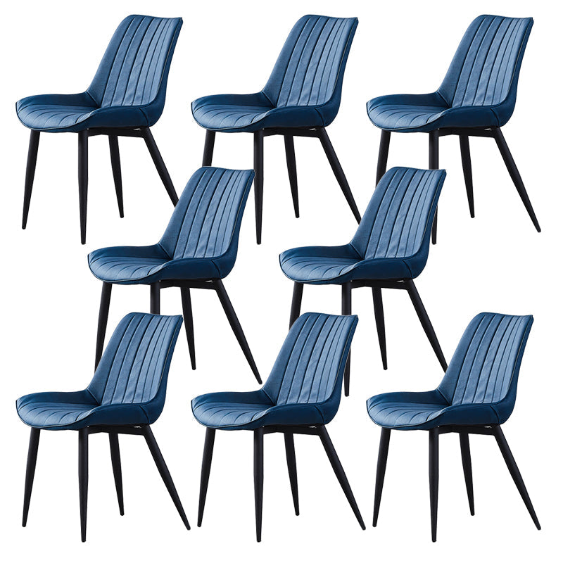 Contemporary Kitchen Dining Side Chair Leather Solid Back Chairs with Metal Legs Blue 8 Piece Set Black Clearhalo ' kitchen&dining_furn' 'Dining Chairs' 'Dining Tables & Seating' 'dining_chair' 'furn' 'furn_dining_chair' 'Furniture' 'furniture_dining_chair' 'Kitchen & Dining Furniture' 'kitchen' 3493979