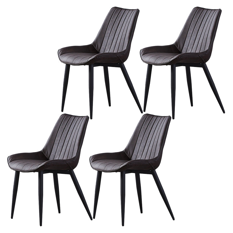 Contemporary Kitchen Dining Side Chair Leather Solid Back Chairs with Metal Legs Coffee 4 Piece Set Black Clearhalo ' kitchen&dining_furn' 'Dining Chairs' 'Dining Tables & Seating' 'dining_chair' 'furn' 'furn_dining_chair' 'Furniture' 'furniture_dining_chair' 'Kitchen & Dining Furniture' 'kitchen' 3493980