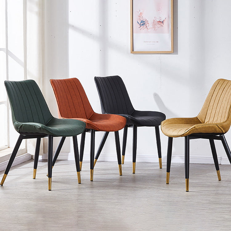 Contemporary Kitchen Dining Side Chair Leather Solid Back Chairs with Metal Legs Clearhalo ' kitchen&dining_furn' 'Dining Chairs' 'Dining Tables & Seating' 'dining_chair' 'furn' 'furn_dining_chair' 'Furniture' 'furniture_dining_chair' 'Kitchen & Dining Furniture' 'kitchen' 3493981