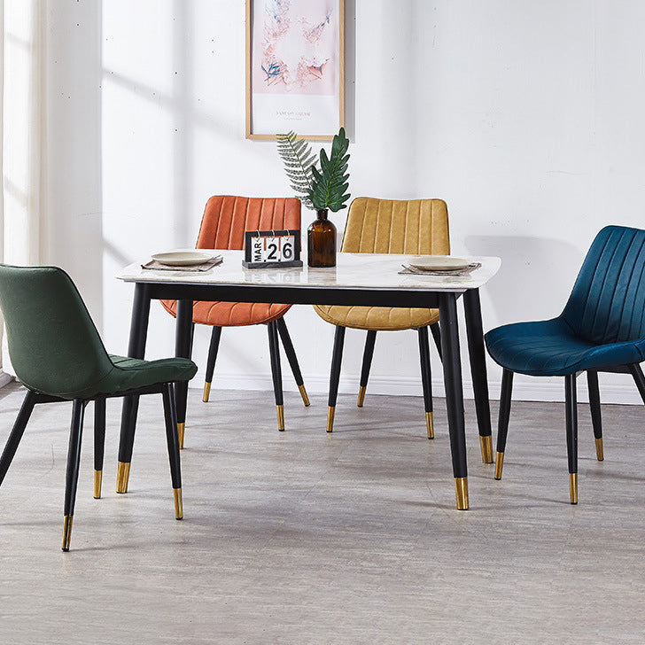 Contemporary Kitchen Dining Side Chair Leather Solid Back Chairs with Metal Legs Clearhalo ' kitchen&dining_furn' 'Dining Chairs' 'Dining Tables & Seating' 'dining_chair' 'furn' 'furn_dining_chair' 'Furniture' 'furniture_dining_chair' 'Kitchen & Dining Furniture' 'kitchen' 3493982