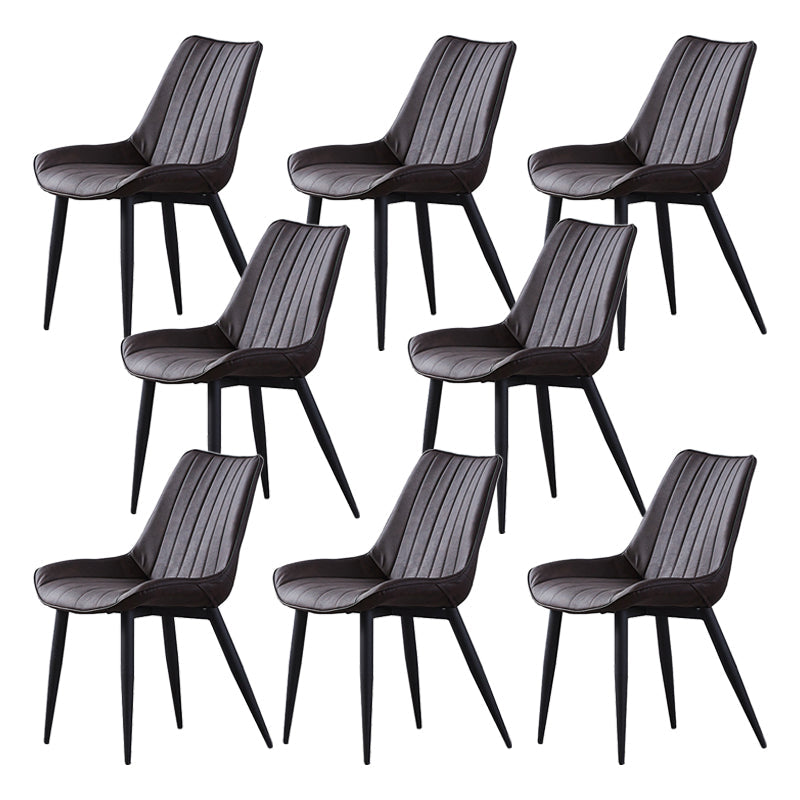 Contemporary Kitchen Dining Side Chair Leather Solid Back Chairs with Metal Legs Coffee 8 Piece Set Black Clearhalo ' kitchen&dining_furn' 'Dining Chairs' 'Dining Tables & Seating' 'dining_chair' 'furn' 'furn_dining_chair' 'Furniture' 'furniture_dining_chair' 'Kitchen & Dining Furniture' 'kitchen' 3493983