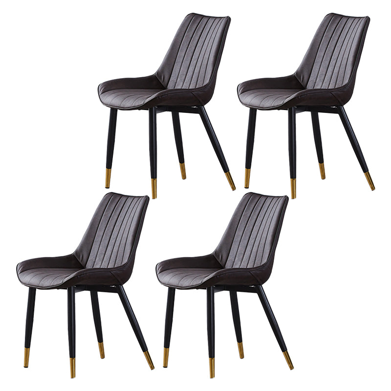Contemporary Kitchen Dining Side Chair Leather Solid Back Chairs with Metal Legs Coffee 4 Piece Set Brass Gold Clearhalo ' kitchen&dining_furn' 'Dining Chairs' 'Dining Tables & Seating' 'dining_chair' 'furn' 'furn_dining_chair' 'Furniture' 'furniture_dining_chair' 'Kitchen & Dining Furniture' 'kitchen' 3493984
