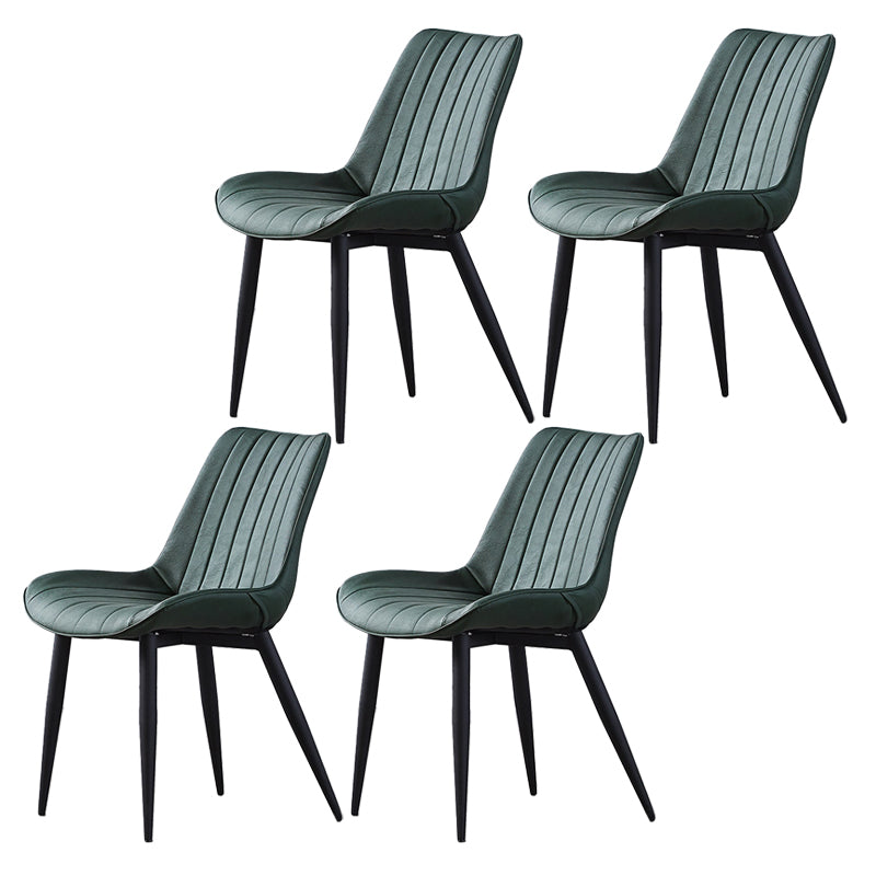 Contemporary Kitchen Dining Side Chair Leather Solid Back Chairs with Metal Legs Green 4 Piece Set Black Clearhalo ' kitchen&dining_furn' 'Dining Chairs' 'Dining Tables & Seating' 'dining_chair' 'furn' 'furn_dining_chair' 'Furniture' 'furniture_dining_chair' 'Kitchen & Dining Furniture' 'kitchen' 3493986