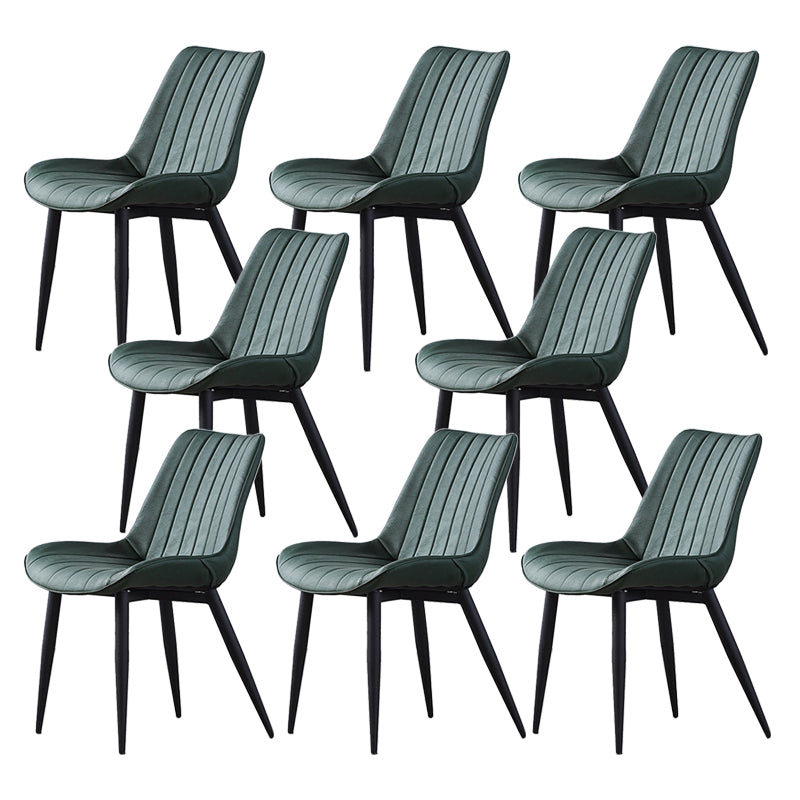 Contemporary Kitchen Dining Side Chair Leather Solid Back Chairs with Metal Legs Green 8 Piece Set Black Clearhalo ' kitchen&dining_furn' 'Dining Chairs' 'Dining Tables & Seating' 'dining_chair' 'furn' 'furn_dining_chair' 'Furniture' 'furniture_dining_chair' 'Kitchen & Dining Furniture' 'kitchen' 3493987