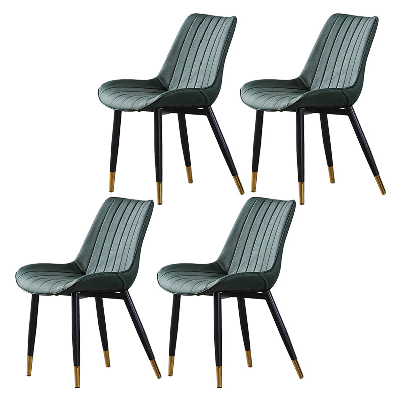 Contemporary Kitchen Dining Side Chair Leather Solid Back Chairs with Metal Legs Green 4 Piece Set Brass Gold Clearhalo ' kitchen&dining_furn' 'Dining Chairs' 'Dining Tables & Seating' 'dining_chair' 'furn' 'furn_dining_chair' 'Furniture' 'furniture_dining_chair' 'Kitchen & Dining Furniture' 'kitchen' 3493988