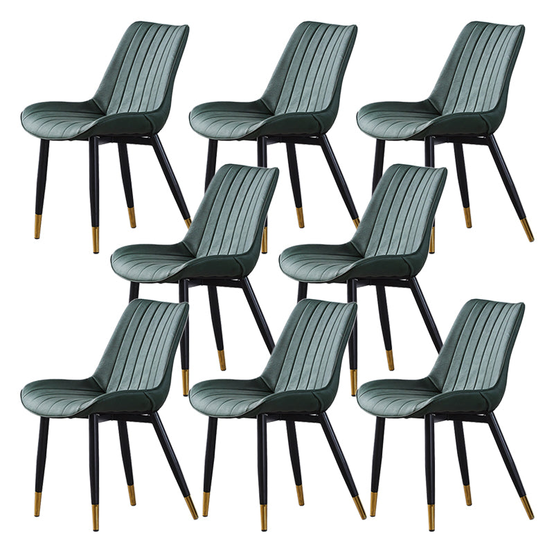 Contemporary Kitchen Dining Side Chair Leather Solid Back Chairs with Metal Legs Green 8 Piece Set Brass Gold Clearhalo ' kitchen&dining_furn' 'Dining Chairs' 'Dining Tables & Seating' 'dining_chair' 'furn' 'furn_dining_chair' 'Furniture' 'furniture_dining_chair' 'Kitchen & Dining Furniture' 'kitchen' 3493989
