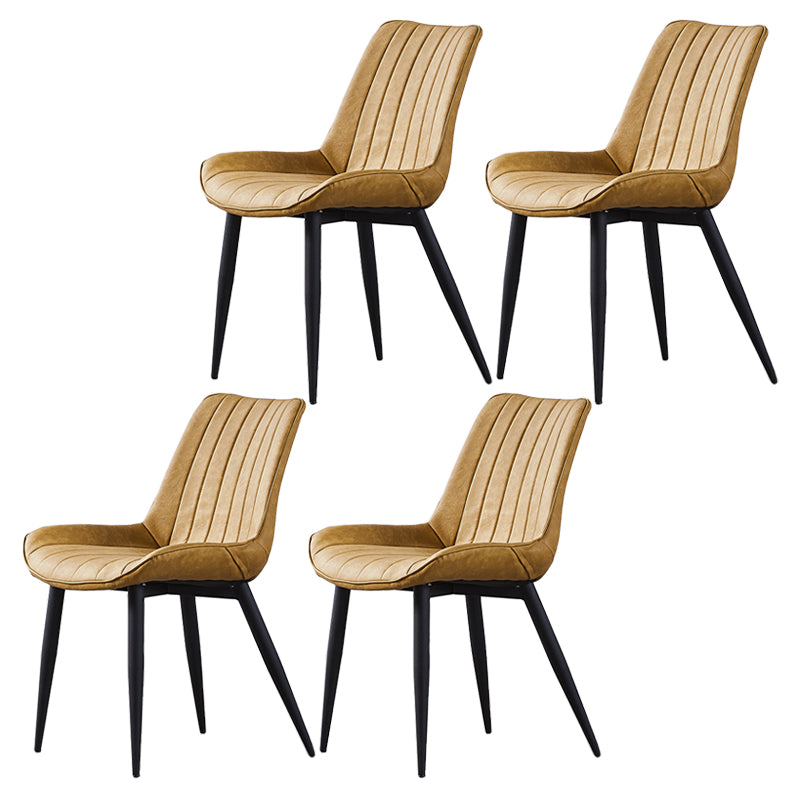 Contemporary Kitchen Dining Side Chair Leather Solid Back Chairs with Metal Legs Yellow 4 Piece Set Black Clearhalo ' kitchen&dining_furn' 'Dining Chairs' 'Dining Tables & Seating' 'dining_chair' 'furn' 'furn_dining_chair' 'Furniture' 'furniture_dining_chair' 'Kitchen & Dining Furniture' 'kitchen' 3493990