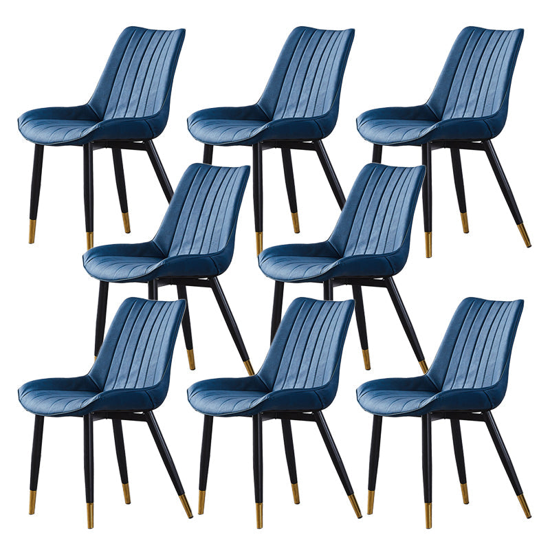 Contemporary Kitchen Dining Side Chair Leather Solid Back Chairs with Metal Legs Blue 8 Piece Set Brass Gold Clearhalo ' kitchen&dining_furn' 'Dining Chairs' 'Dining Tables & Seating' 'dining_chair' 'furn' 'furn_dining_chair' 'Furniture' 'furniture_dining_chair' 'Kitchen & Dining Furniture' 'kitchen' 3493995
