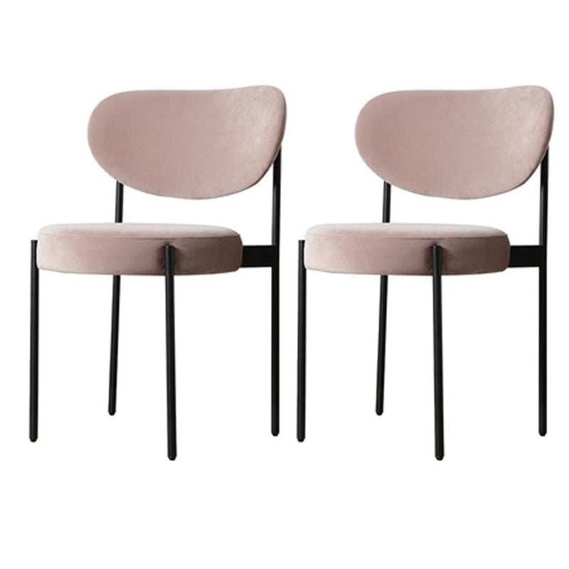 Modern Metal Base Indoor Chair 32''H Open Back Dining Side Chair with 4 Legs Pink 2 Piece Set Clearhalo ' kitchen&dining_furn' 'Dining Chairs' 'Dining Tables & Seating' 'dining_chair' 'furn' 'furn_dining_chair' 'Furniture' 'furniture_dining_chair' 'Kitchen & Dining Furniture' 'kitchen' 3494004