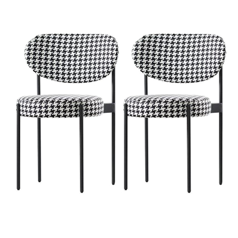 Modern Metal Base Indoor Chair 32''H Open Back Dining Side Chair with 4 Legs Black White 2 Piece Set Clearhalo ' kitchen&dining_furn' 'Dining Chairs' 'Dining Tables & Seating' 'dining_chair' 'furn' 'furn_dining_chair' 'Furniture' 'furniture_dining_chair' 'Kitchen & Dining Furniture' 'kitchen' 3494011