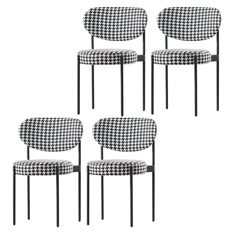 Modern Metal Base Indoor Chair 32''H Open Back Dining Side Chair with 4 Legs Black White 4 Piece Set Clearhalo ' kitchen&dining_furn' 'Dining Chairs' 'Dining Tables & Seating' 'dining_chair' 'furn' 'furn_dining_chair' 'Furniture' 'furniture_dining_chair' 'Kitchen & Dining Furniture' 'kitchen' 3494012