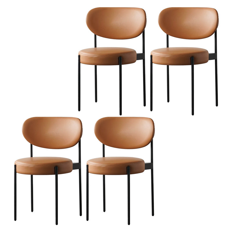 Modern Metal Base Indoor Chair 32''H Open Back Dining Side Chair with 4 Legs Brown 4 Piece Set Clearhalo ' kitchen&dining_furn' 'Dining Chairs' 'Dining Tables & Seating' 'dining_chair' 'furn' 'furn_dining_chair' 'Furniture' 'furniture_dining_chair' 'Kitchen & Dining Furniture' 'kitchen' 3494018