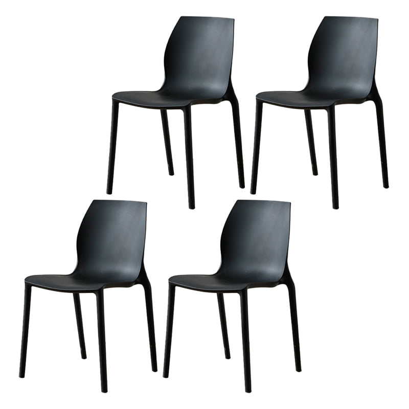 Contemporary Plastic Dining Room Chair Multicolor Stackable Side Chair Black 4 Piece Set Clearhalo ' kitchen&dining_furn' 'Dining Chairs' 'Dining Tables & Seating' 'dining_chair' 'furn' 'furn_dining_chair' 'Furniture' 'furniture_dining_chair' 'Kitchen & Dining Furniture' 'kitchen' 3494028