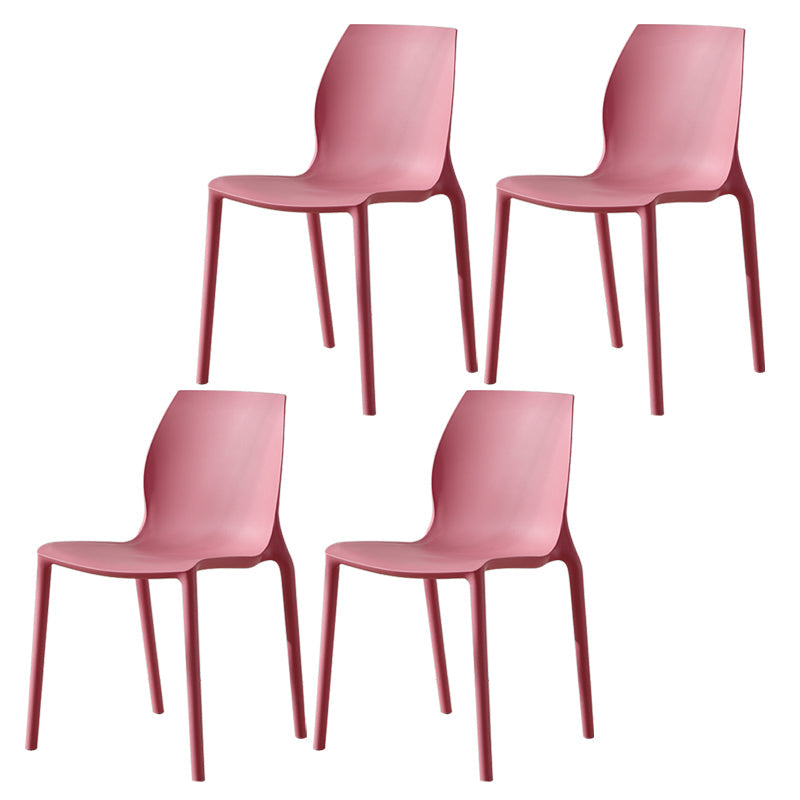 Contemporary Plastic Dining Room Chair Multicolor Stackable Side Chair Red 4 Piece Set Clearhalo ' kitchen&dining_furn' 'Dining Chairs' 'Dining Tables & Seating' 'dining_chair' 'furn' 'furn_dining_chair' 'Furniture' 'furniture_dining_chair' 'Kitchen & Dining Furniture' 'kitchen' 3494034