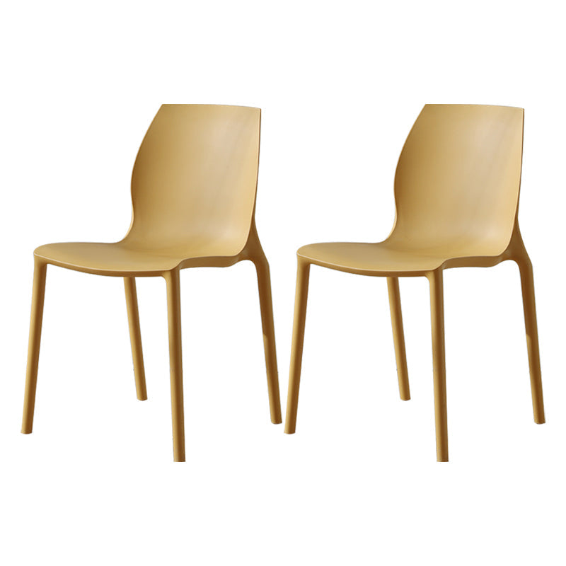 Contemporary Plastic Dining Room Chair Multicolor Stackable Side Chair Yellow 2 Piece Set Clearhalo ' kitchen&dining_furn' 'Dining Chairs' 'Dining Tables & Seating' 'dining_chair' 'furn' 'furn_dining_chair' 'Furniture' 'furniture_dining_chair' 'Kitchen & Dining Furniture' 'kitchen' 3494037