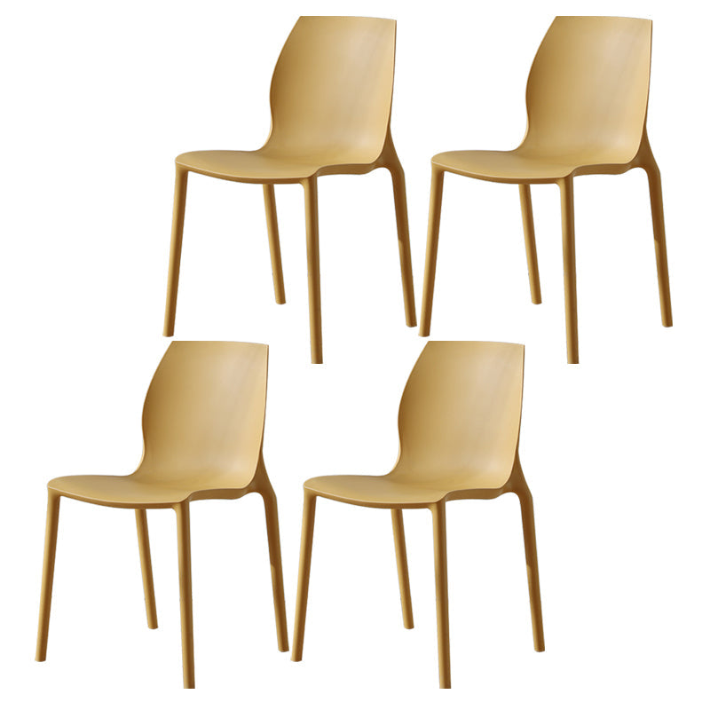 Contemporary Plastic Dining Room Chair Multicolor Stackable Side Chair Yellow 4 Piece Set Clearhalo ' kitchen&dining_furn' 'Dining Chairs' 'Dining Tables & Seating' 'dining_chair' 'furn' 'furn_dining_chair' 'Furniture' 'furniture_dining_chair' 'Kitchen & Dining Furniture' 'kitchen' 3494039
