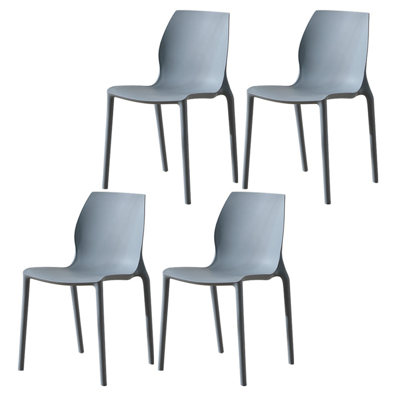 Contemporary Plastic Dining Room Chair Multicolor Stackable Side Chair Grey 4 Piece Set Clearhalo ' kitchen&dining_furn' 'Dining Chairs' 'Dining Tables & Seating' 'dining_chair' 'furn' 'furn_dining_chair' 'Furniture' 'furniture_dining_chair' 'Kitchen & Dining Furniture' 'kitchen' 3494046