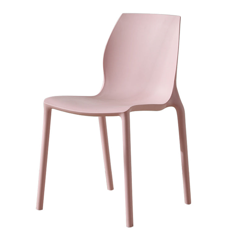 Contemporary Plastic Dining Room Chair Multicolor Stackable Side Chair Pink 1 Piece Clearhalo ' kitchen&dining_furn' 'Dining Chairs' 'Dining Tables & Seating' 'dining_chair' 'furn' 'furn_dining_chair' 'Furniture' 'furniture_dining_chair' 'Kitchen & Dining Furniture' 'kitchen' 3494051