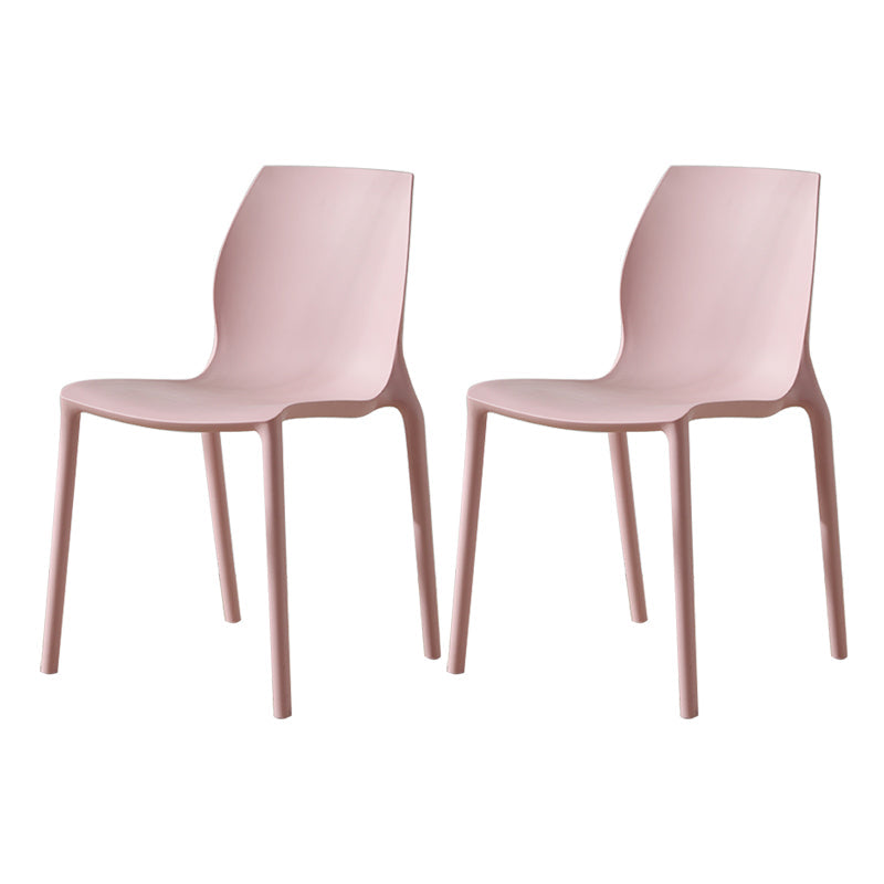 Contemporary Plastic Dining Room Chair Multicolor Stackable Side Chair Pink 2 Piece Set Clearhalo ' kitchen&dining_furn' 'Dining Chairs' 'Dining Tables & Seating' 'dining_chair' 'furn' 'furn_dining_chair' 'Furniture' 'furniture_dining_chair' 'Kitchen & Dining Furniture' 'kitchen' 3494052