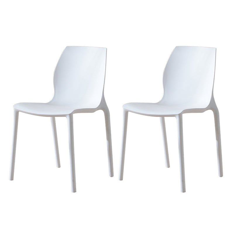 Contemporary Plastic Dining Room Chair Multicolor Stackable Side Chair White 2 Piece Set Clearhalo ' kitchen&dining_furn' 'Dining Chairs' 'Dining Tables & Seating' 'dining_chair' 'furn' 'furn_dining_chair' 'Furniture' 'furniture_dining_chair' 'Kitchen & Dining Furniture' 'kitchen' 3494058