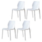 Contemporary Plastic Dining Room Chair Multicolor Stackable Side Chair White 4 Piece Set Clearhalo ' kitchen&dining_furn' 'Dining Chairs' 'Dining Tables & Seating' 'dining_chair' 'furn' 'furn_dining_chair' 'Furniture' 'furniture_dining_chair' 'Kitchen & Dining Furniture' 'kitchen' 3494059