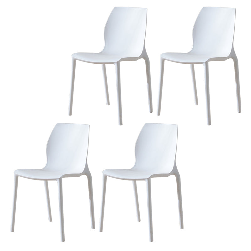 Contemporary Plastic Dining Room Chair Multicolor Stackable Side Chair White 4 Piece Set Clearhalo ' kitchen&dining_furn' 'Dining Chairs' 'Dining Tables & Seating' 'dining_chair' 'furn' 'furn_dining_chair' 'Furniture' 'furniture_dining_chair' 'Kitchen & Dining Furniture' 'kitchen' 3494059