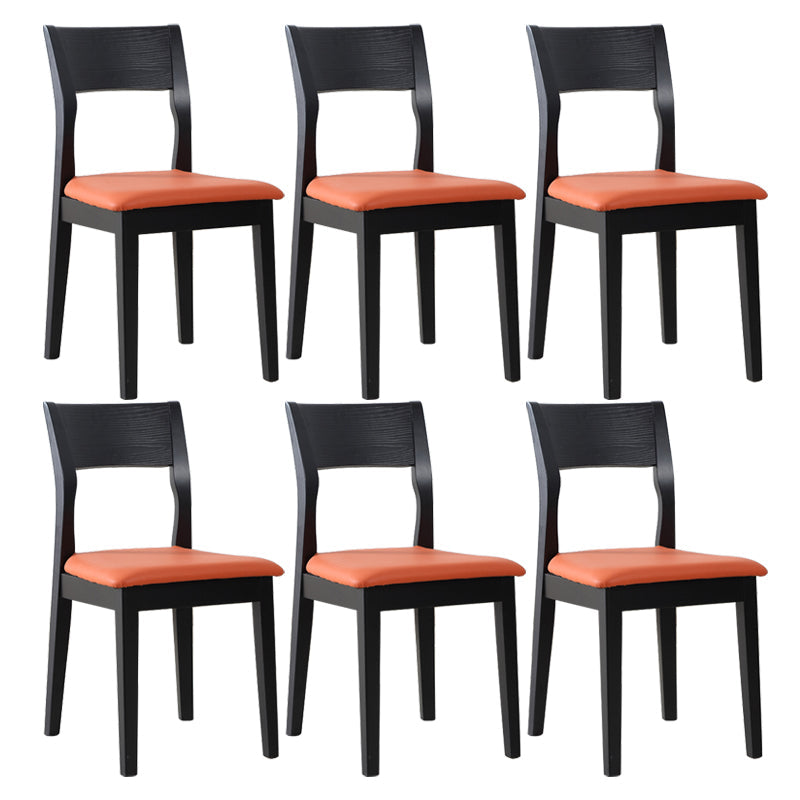 Contemporary Dining Chair 16'' Wide Open Side Chair with 4 Black Wood Legs for Home Use Orange 6 Piece Set Clearhalo ' kitchen&dining_furn' 'Dining Chairs' 'Dining Tables & Seating' 'dining_chair' 'furn' 'furn_dining_chair' 'Furniture' 'furniture_dining_chair' 'Kitchen & Dining Furniture' 'kitchen' 3494064