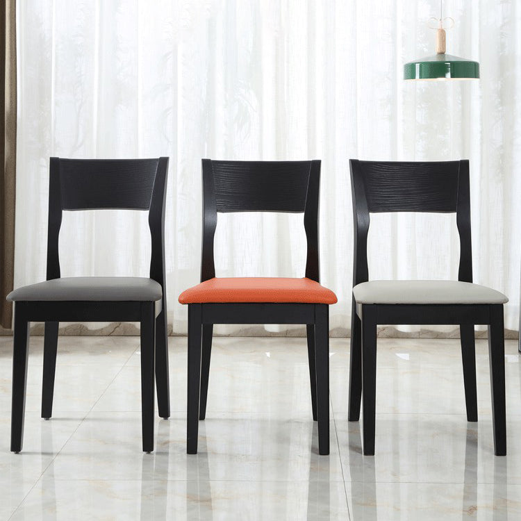 Contemporary Dining Chair 16'' Wide Open Side Chair with 4 Black Wood Legs for Home Use Clearhalo ' kitchen&dining_furn' 'Dining Chairs' 'Dining Tables & Seating' 'dining_chair' 'furn' 'furn_dining_chair' 'Furniture' 'furniture_dining_chair' 'Kitchen & Dining Furniture' 'kitchen' 3494066