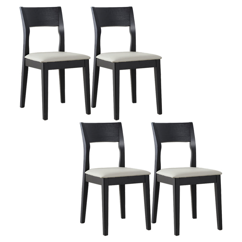 Contemporary Dining Chair 16'' Wide Open Side Chair with 4 Black Wood Legs for Home Use Off-White 4 Piece Set Clearhalo ' kitchen&dining_furn' 'Dining Chairs' 'Dining Tables & Seating' 'dining_chair' 'furn' 'furn_dining_chair' 'Furniture' 'furniture_dining_chair' 'Kitchen & Dining Furniture' 'kitchen' 3494069
