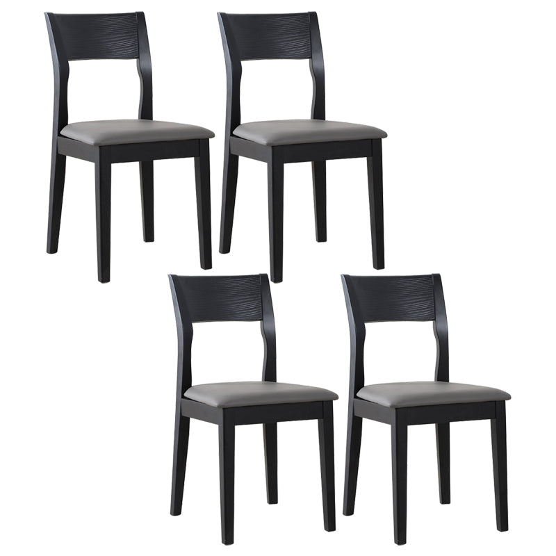 Contemporary Dining Chair 16'' Wide Open Side Chair with 4 Black Wood Legs for Home Use Grey 4 Piece Set Clearhalo ' kitchen&dining_furn' 'Dining Chairs' 'Dining Tables & Seating' 'dining_chair' 'furn' 'furn_dining_chair' 'Furniture' 'furniture_dining_chair' 'Kitchen & Dining Furniture' 'kitchen' 3494074
