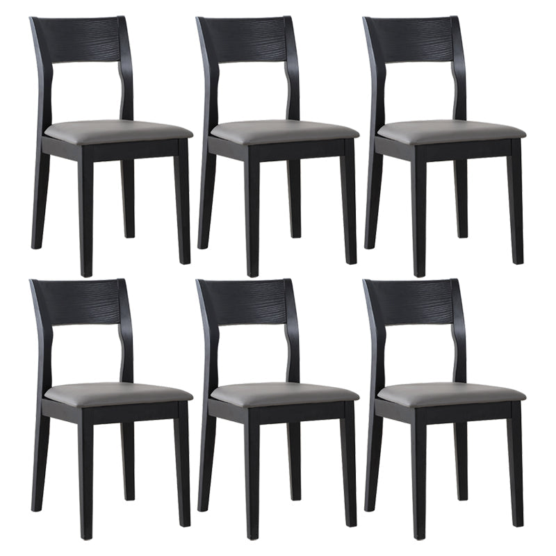 Contemporary Dining Chair 16'' Wide Open Side Chair with 4 Black Wood Legs for Home Use Grey 6 Piece Set Clearhalo ' kitchen&dining_furn' 'Dining Chairs' 'Dining Tables & Seating' 'dining_chair' 'furn' 'furn_dining_chair' 'Furniture' 'furniture_dining_chair' 'Kitchen & Dining Furniture' 'kitchen' 3494076