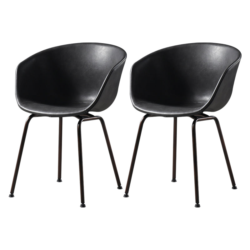 Industrial Style Metal Matte Finish Dining Arm Chair Solid Back Dining Chair Black Set of 2 Clearhalo ' kitchen&dining_furn' 'Dining Chairs' 'Dining Tables & Seating' 'dining_chair' 'Furniture' 'furniture_dining_chair' 'Kitchen & Dining Furniture' 'kitchen' 3494116