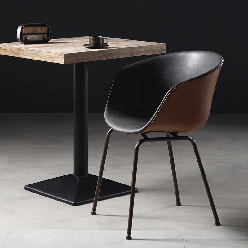 Industrial Style Metal Matte Finish Dining Arm Chair Solid Back Dining Chair Clearhalo ' kitchen&dining_furn' 'Dining Chairs' 'Dining Tables & Seating' 'dining_chair' 'Furniture' 'furniture_dining_chair' 'Kitchen & Dining Furniture' 'kitchen' 3494117