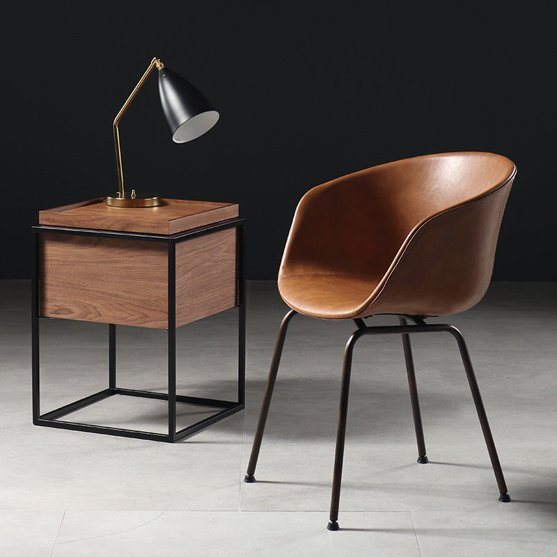 Industrial Style Metal Matte Finish Dining Arm Chair Solid Back Dining Chair Clearhalo ' kitchen&dining_furn' 'Dining Chairs' 'Dining Tables & Seating' 'dining_chair' 'Furniture' 'furniture_dining_chair' 'Kitchen & Dining Furniture' 'kitchen' 3494119