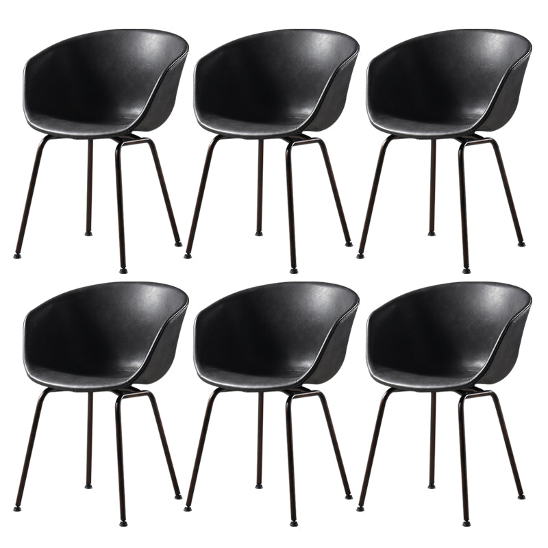 Industrial Style Metal Matte Finish Dining Arm Chair Solid Back Dining Chair Black Set of 6 Clearhalo ' kitchen&dining_furn' 'Dining Chairs' 'Dining Tables & Seating' 'dining_chair' 'Furniture' 'furniture_dining_chair' 'Kitchen & Dining Furniture' 'kitchen' 3494120