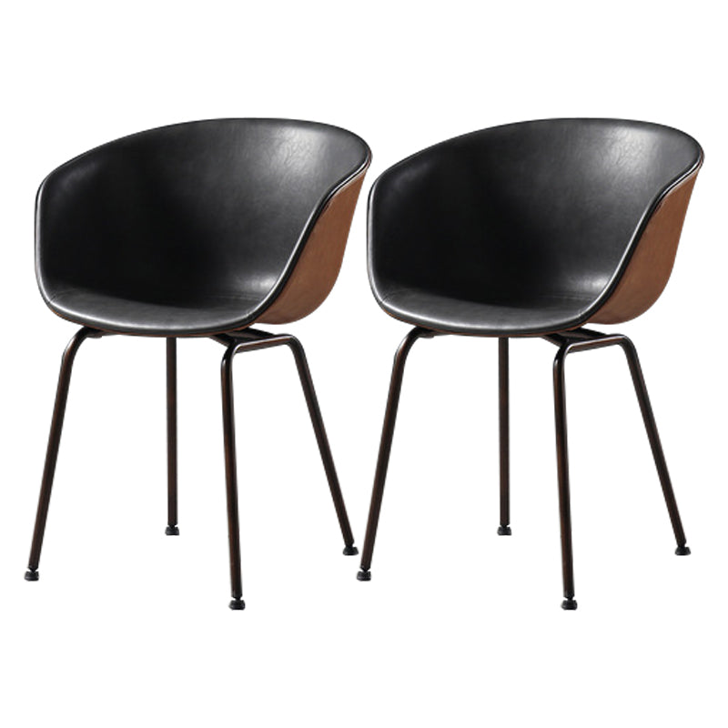 Industrial Style Metal Matte Finish Dining Arm Chair Solid Back Dining Chair Black-Brown Set of 2 Clearhalo ' kitchen&dining_furn' 'Dining Chairs' 'Dining Tables & Seating' 'dining_chair' 'Furniture' 'furniture_dining_chair' 'Kitchen & Dining Furniture' 'kitchen' 3494121