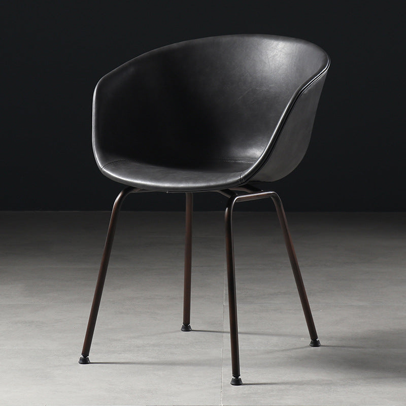 Industrial Style Metal Matte Finish Dining Arm Chair Solid Back Dining Chair Clearhalo ' kitchen&dining_furn' 'Dining Chairs' 'Dining Tables & Seating' 'dining_chair' 'Furniture' 'furniture_dining_chair' 'Kitchen & Dining Furniture' 'kitchen' 3494122