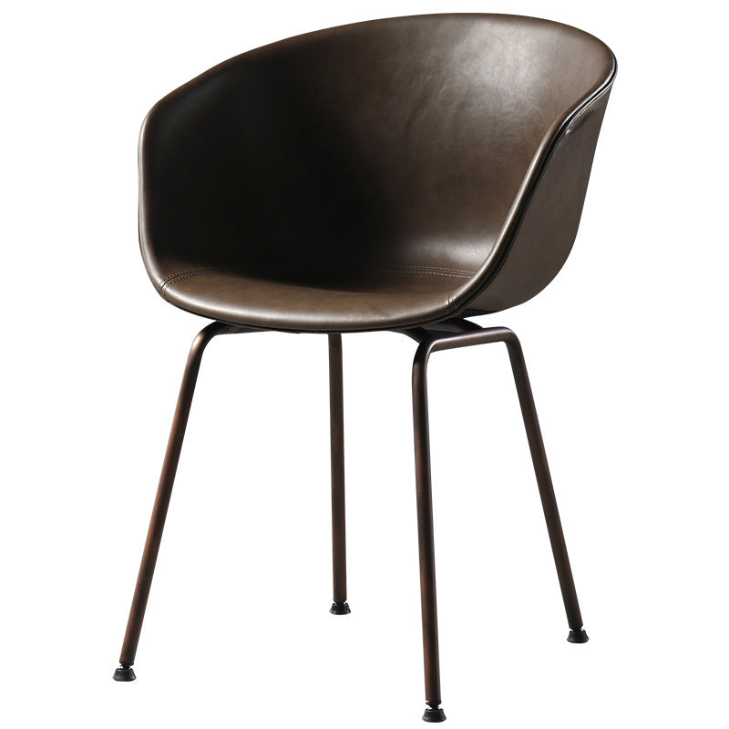 Industrial Style Metal Matte Finish Dining Arm Chair Solid Back Dining Chair Clearhalo ' kitchen&dining_furn' 'Dining Chairs' 'Dining Tables & Seating' 'dining_chair' 'Furniture' 'furniture_dining_chair' 'Kitchen & Dining Furniture' 'kitchen' 3494123