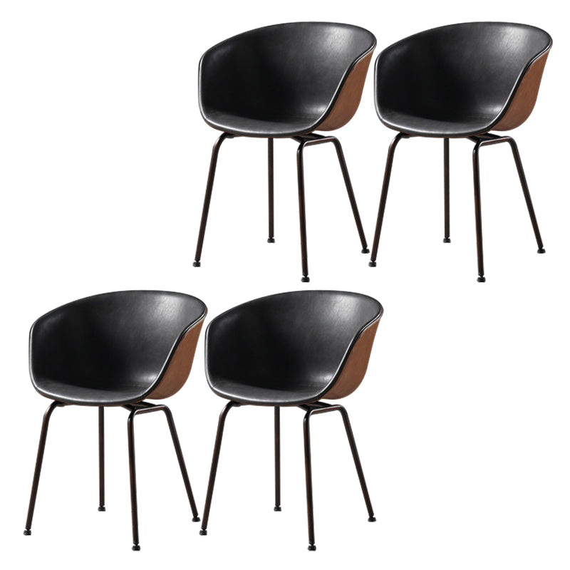 Industrial Style Metal Matte Finish Dining Arm Chair Solid Back Dining Chair Black-Brown Set of 4 Clearhalo ' kitchen&dining_furn' 'Dining Chairs' 'Dining Tables & Seating' 'dining_chair' 'Furniture' 'furniture_dining_chair' 'Kitchen & Dining Furniture' 'kitchen' 3494124