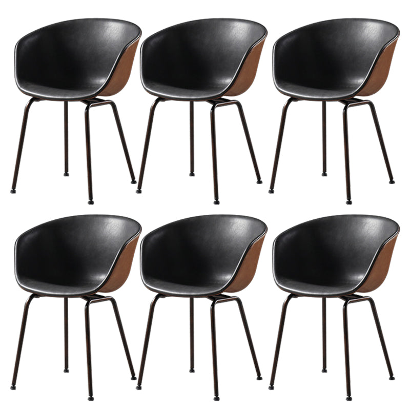 Industrial Style Metal Matte Finish Dining Arm Chair Solid Back Dining Chair Black-Brown Set of 6 Clearhalo ' kitchen&dining_furn' 'Dining Chairs' 'Dining Tables & Seating' 'dining_chair' 'Furniture' 'furniture_dining_chair' 'Kitchen & Dining Furniture' 'kitchen' 3494125